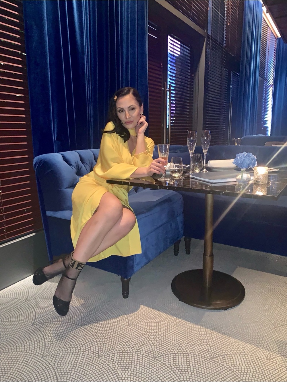 Diane Von Furstenberg Yellow Wrap-Style Midi Dress with side opening
